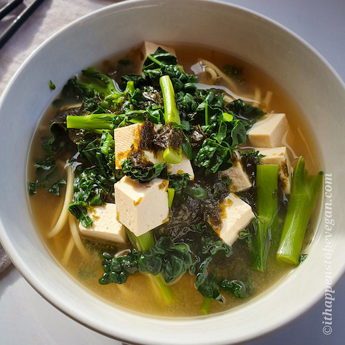 20 Minute Healthy Miso Soup With Ramen Noodles - It Happens To Be Vegan